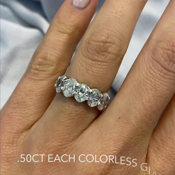 5-Stone Oval Cut Wedding Band: GIA Graded