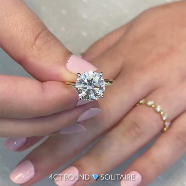 4 carat Round Diamond Yellow Gold Solitaire