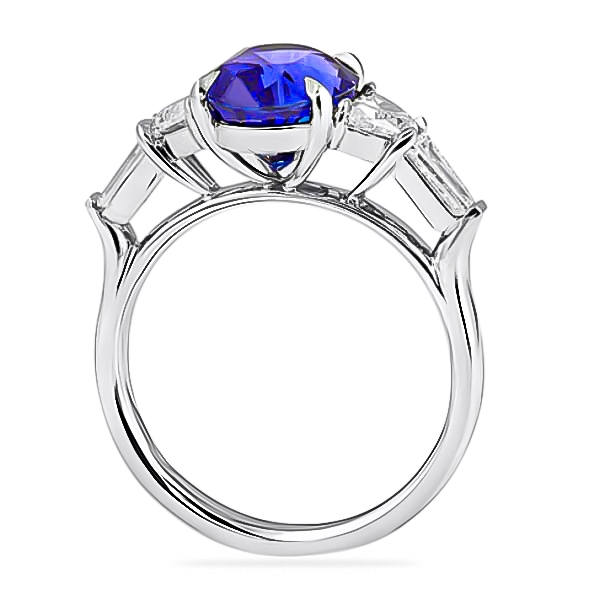 3.25ct Oval Sapphire And Diamond Five-Stone Engagement Ring flat