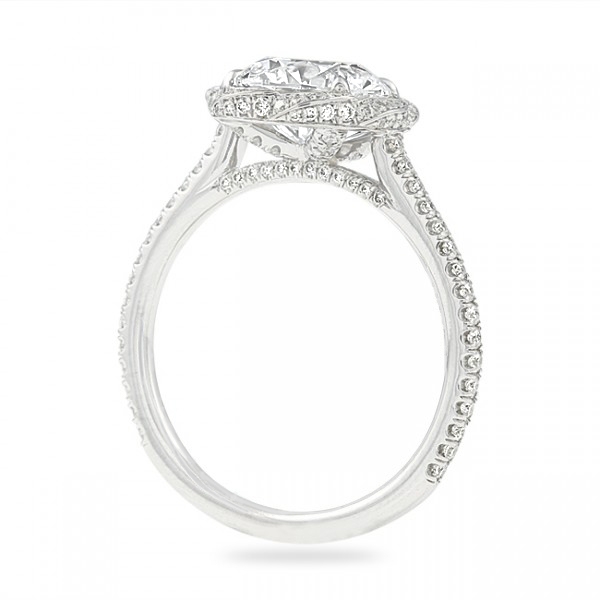 2.60ct Round Diamond Twisted Halo Engagement Ring flat