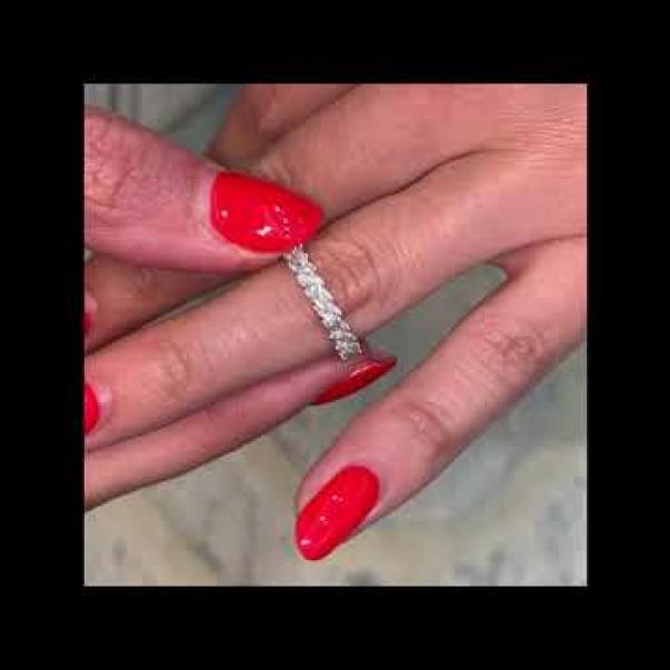 Halfway Marquise Diamond Wedding Band