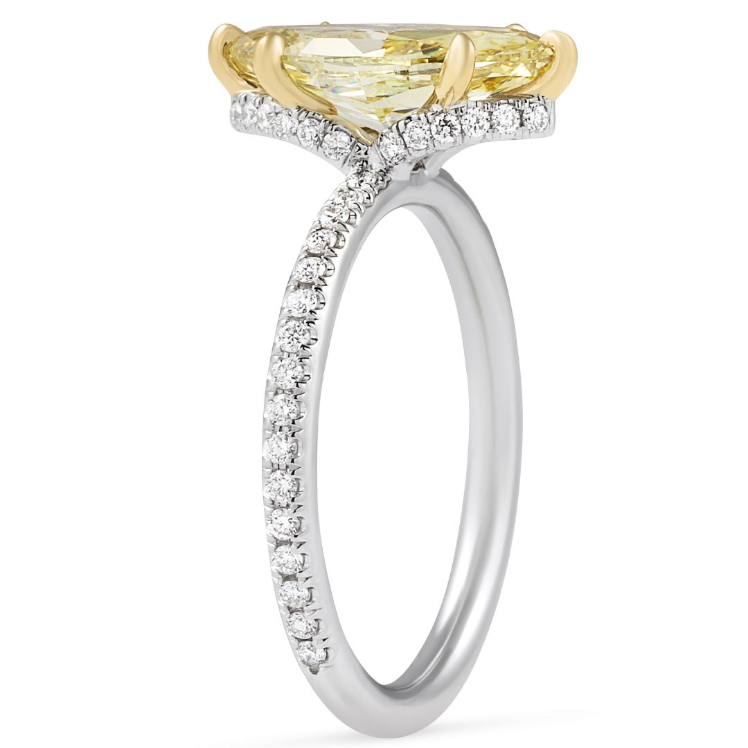 2.03 carat Fancy Brownish Yellow Marquise Cut Pave Ring flat