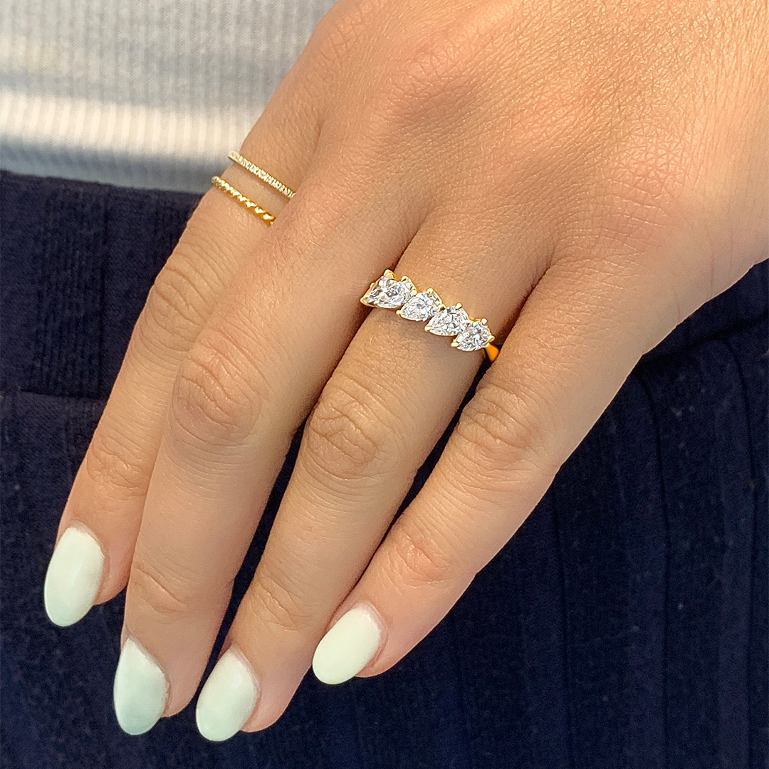 1.5ct Pear Shape Lab Diamond 5-Stone Ring top