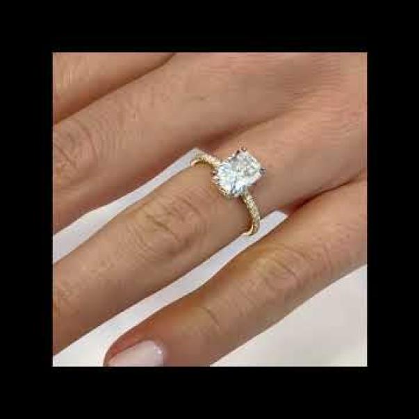 2 ct Radiant Cut Moissanite Invisible Gallery Ring