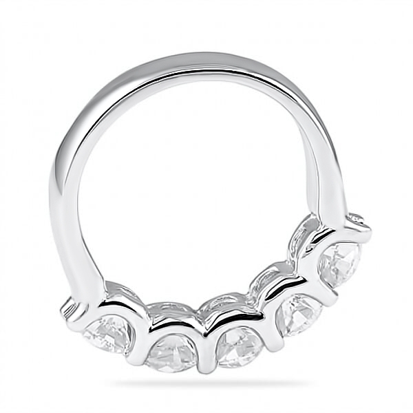 2.4 carat Round Diamond Platinum Five-Stone U-Shape Band flat