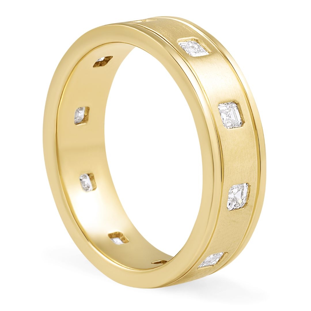 Men's Asscher Cut Lab Diamond Spotted Inlay Band flat
