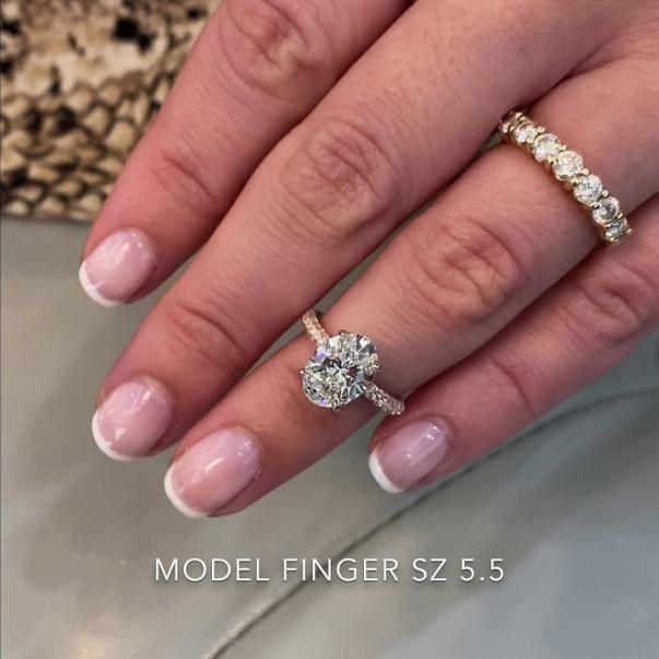 2.5 ct Oval Diamond Three-Row Band Engagement Ring