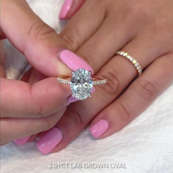 3 carat Lab Grown Oval Diamond Engagement Ring