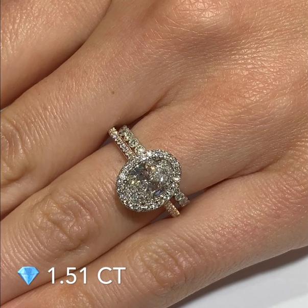 1.5 ct Oval Diamond Two-Tone Halo Ring